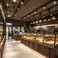 Luxuriöse Vintage Holz-Aluminium Brotvitrine Hochwertige Multifunktionale LED-Glas Umweltfreundliche Bäckerei-Ausstellungsvitrine für Premium-Produkte