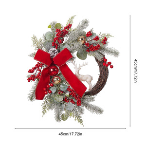 Hot Selling Cross-Border New <b>Christmas</b> Wreath Door-Hanging <b>Artificial</b> Plastic <b>Flowers</b> European American Style - Product Image 1