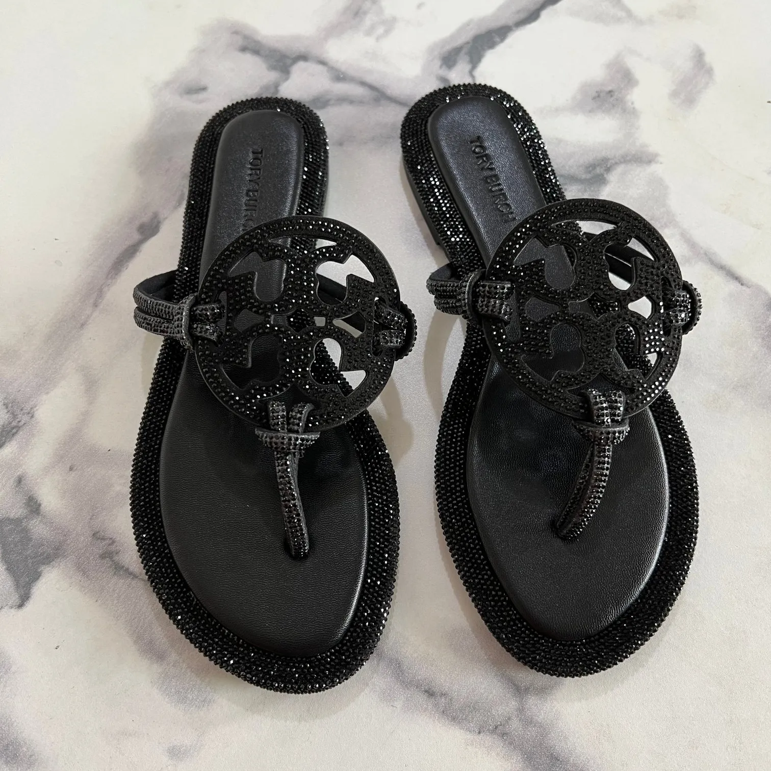 Sandalias de cuero Jelly TB de marca de lujo para mujer, Sandalias planas de verano para playa, chanclas para mujer