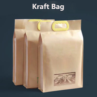 Sac en papier kraft pour aliments debout avec poignée et fermeture éclair Farine de blé tapioca 5kg 10kg 50kg avec impression personnalisée
