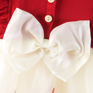 Vestido <span class=keywords><strong>de</strong></span> verano 2025 con lazo y mangas voladas para niñas, versión coreana con bordado <span class=keywords><strong>de</strong></span> piña, falda <span class=keywords><strong>de</strong></span> malla, vestidos <span class=keywords><strong>de</strong></span> algodón para princesas pequeñas. - Product Image 5