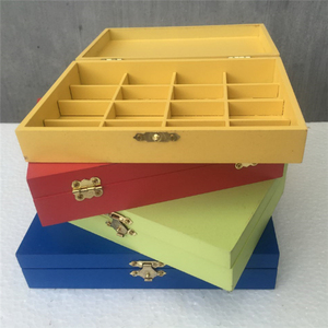 Boîte à thé en bois bleue à 16 compartiments avec séparateurs amovibles Boîte de rangement en bois personnalisée en plusieurs couleurs Boîtes à bijoux souvenirs - Product Image 5
