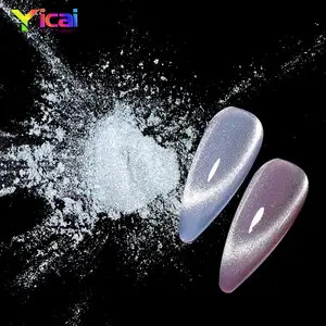 Yicai Sản phẩm mới 5D 9D bạc pha lê mèo mắt sắc tố từ bột cho móng tay Gel đánh bóng