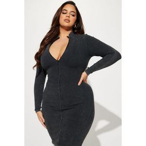 Vestido Casual Corto con Cierre Frontal y Cuello en V, Manga Larga, Estilo Windbreaker, Talla Personalizada, en Oferta - Product Image 4