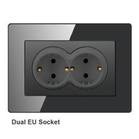 Prises murales électriques françaises standard européennes, unipolaires, étanches, panneau acrylique coloré, ports USB Type C, 220V 16A