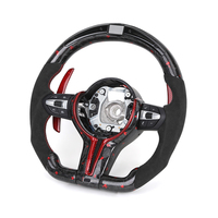 Volant sport rouge M Sport 4 branches en carbone pour LED, pour série F (F30/F32/F97/F87/F80/F82/F90/E70/E90), surpiqûres personnalisées