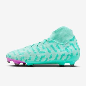 High Ankle Lace Up Soccer Cleats Orange <b>Knit</b> Upper Green Stud Firm Ground Football <b>Boots</b> - Product Image 3
