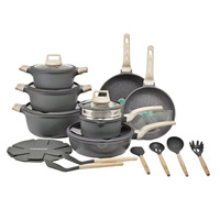 Ustensiles de cuisine Gastronomie Portion Géante 22 pièces : Cuiseur vapeur 18 cm, Marmite à soupe 20-28 cm, Poêle profonde 28 cm, Spatule, Passoire à nouilles, Outil de service