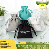 Sac en tissu à cordon pour emballage de bijoux, pochette en velours double face 7*9cm, logo imprimé, personnalisation possible, vente en gros