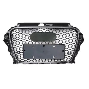 Parrilla delantera negra brillante para coche 2013-2016 <span class=keywords><strong>A3</strong></span> S3, rejilla de parachoques delantero de malla de nido de abeja estilo RS3 para <span class=keywords><strong>Audi</strong></span> <span class=keywords><strong>A3</strong></span> S3 8V 2013 2014 2015 2016 - Product Image 1