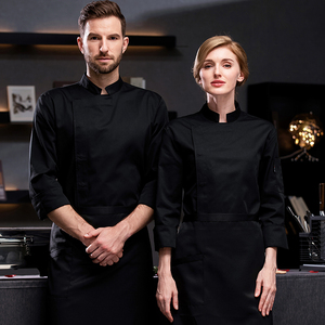 Camisa de trabajo de cocina personalizable, chaqueta de Chef de manga larga para mujer, uniformes de restaurante y bar, abrigo de Chef - Product Image 6