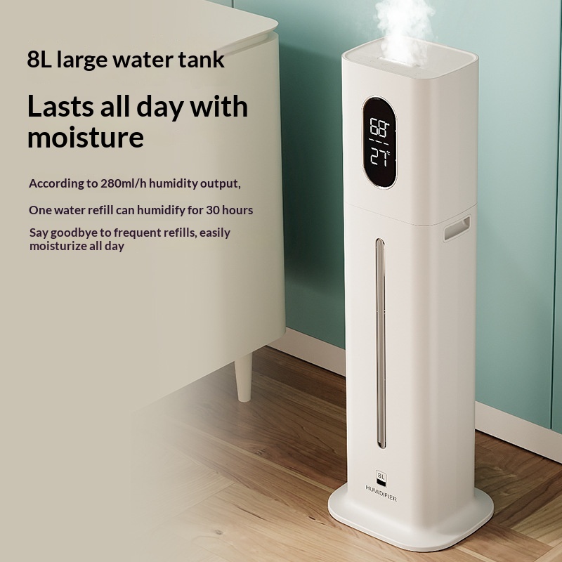 8L Smart Humidifier Constant Humidity Timing High Mist Output One-Button Purification Noiseless AC Powered Home Floor-Standing
