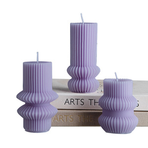 Nordic Geometric Ribbed Scented <b>Candles</b> Creative Shape Aroma <b>Candles</b> For Hotel Desktop Table Atmosphere Home Decor Ornament - Product Image 3