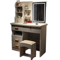 Coiffeuse en bois massif avec panneau MDF, miroir coulissant, tiroirs de rangement, table de toilette en pin pour chambre à coucher