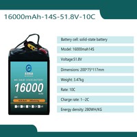 Batterie de drone MG pour opérations de lutte contre les incendies à décollage vertical et grande capacité de charge, 16000mAh 14S 10C 51.8V 800 cycles