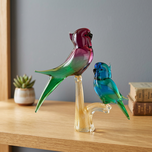 Tiny Glass World - Escultura Artística de Pareja de Loros en Vidrio Soplado a Mano, Florero de Cristal Contemporáneo para Mesa, Ecológico, para Bodas y Cumpleaños - Product Image 5