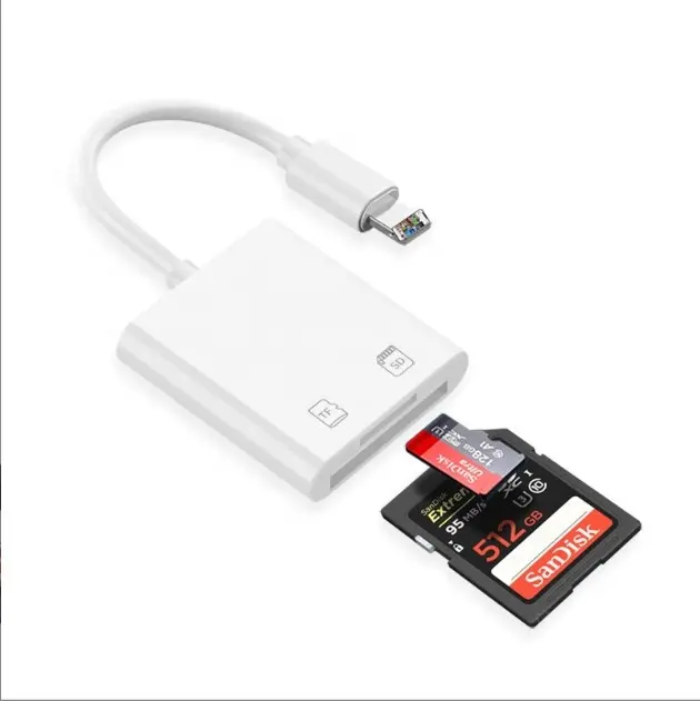 For Apple Lighting otg camera usb sd card reader hub otg adapter multi memory card reader ipad mobile phone for iPhone