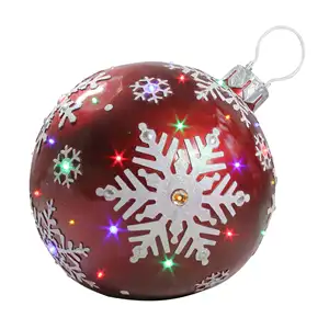 18英寸发光二极管发光红色珠宝树脂商业户外室内圣诞球装饰大带雪花
