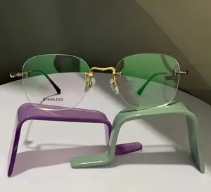 2024 Titanium Rimless Eyewear Blue Light Blocking Reading Glasses Frame Fashion Blue Light Optical Glasses