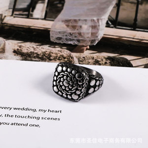 Retro Pebble Pattern <b>Titanium</b> Steel <b>Ring</b> Men's Fashion Accessory SA234 - Product Image 2