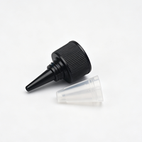 Bouchon compte-gouttes torsadé en plastique noir de 20 mm, 24 mm, 28 mm avec couvercle supérieur à vis naturel et pointe aiguisée pour bouteilles de sauce et de produits capillaires
