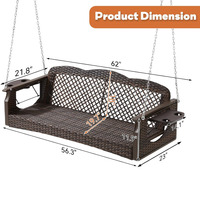 Fauteuil suspendu en rotin à 3 places avec structure en acier allié, pour jardin, terrasse, véranda, avec coussins et oreillers