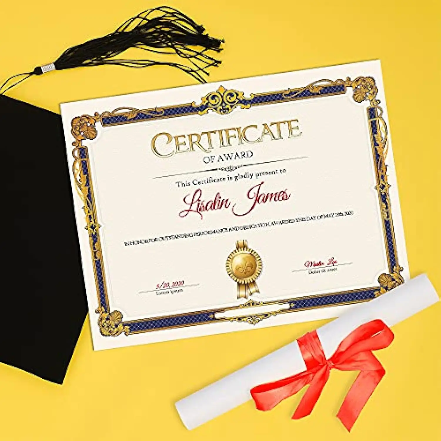 Individuelles blanko-Award-Zertifikatspapier für Kind Graduierung Goldfolie-Stempel 8,5 × 11 Zoll Diplom-Papierdruck