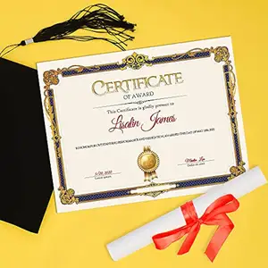 Çocuk mezuniyet için özel boş ödül belgesi kağıt altın folyo damgalama 8.5X11 inç Diploma kağıt baskı