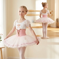 AL-T1810 Vente en gros de tutus de ballet pour enfants, rose et blanc, style fée, manches bouffantes, costume de danse pour filles, fabricant de costumes de ballet pour spectacles