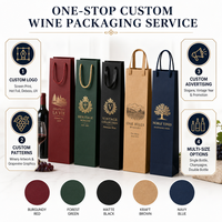 Sac cadeau de luxe pour vin rouge, personnalisé avec logo, en papier kraft, pour bouteille de champagne, avec ruban et accessoires, emballage cadeau épaissi
