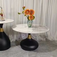 Table basse ronde moderne minimaliste en dalle de pierre italienne, table d'appoint/de coin pour petit appartement, salon