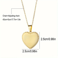 Collier Cœur à Bordure Festonnée Personnalisé en Acier Inoxydable 316L Plaqué Or PVD 18K, Gravé au Laser, Étanche, Inoxydable, Bijoux Vides pour Femme