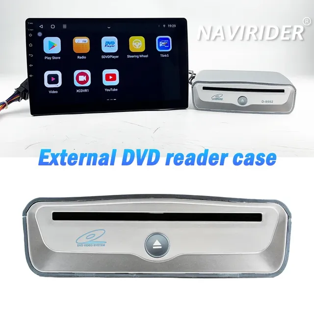 Android Head Unit Auto Multimedia Player USB External Car for CD Drive Box Plug Play Touch Control HD Video Music Dashboard