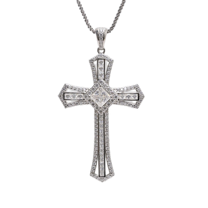 Colgante de Cruz de Plata S925 con Moissanita y Diamantes Engastados de Fashion Jewelry - Elegante y con Estilo - Product Image 1