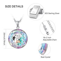 Vente en gros de bijoux fins Collier pendentif en cristal cercle de singe animal mignon en argent sterling 925