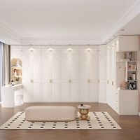 Armoire d'angle en bois style crème avec combinaison libre, design simple et moderne pour petit appartement, chambre à coucher, hôtel