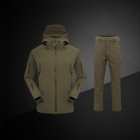 Veste et pantalon de chasse tactiques en tissu polaire tissé, imperméables, respirants, anti-déchirures, coupe-vent, uniforme de combat extérieur