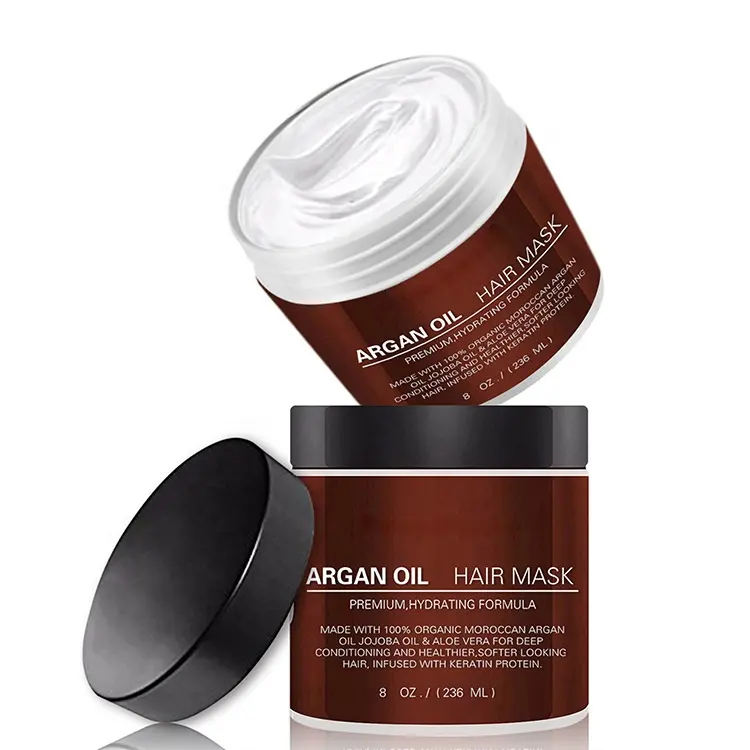Vegan Plant Aloe Care Green Morocco Argan Oil Keratin Hair Mask Hyaluronic Acid Refreshing Professional Hair Care 500ml Volume