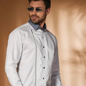 Gourdain Classic 100% Cotton Woven Printed Shirt Anti-Wrinkle Solid Casual Full Sleeve Breathable Quick Dry <b>Summer</b> Button Collar - Product Image 4