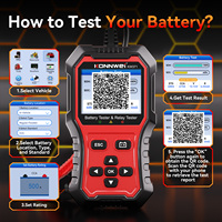 Testeur de batterie au lithium Konnwei KW371, testeur de relais, outils de diagnostic automobile, testeur d'analyse de batterie de voiture 12V 24V EFB AGM
