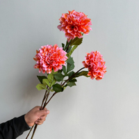 Dahlias artificiels de haute qualité, 73 cm, fleurs réalistes de couleur bordeaux, dégradé, pour mariage, Noël, table, fête, décoration de la maison