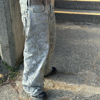 DiZNEW Pantalons pour hommes conçus sur mesure de haute qualité, décapage détruit les pantalons amples et lourds pour hommes