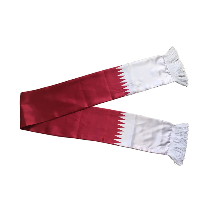 En gros Qatar Écharpe Tricoté Polyester/Satin Tissu National Personnalisé Drapeau Du Qatar Écharpe Autres + Foulards +