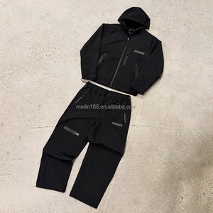 Custom Zipper <b>Nylon</b> Jackets and Windbreaker Pants <b>Jogger</b> Set Soft Shell Track Suit Windproof Waterproof Windbreaker Tracksuits - Product Image 1