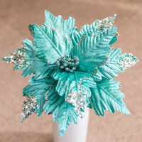 Fleurs pointus artificielles pour décoration de noël, 8 pièces, 25cm, paillettes, pour noël