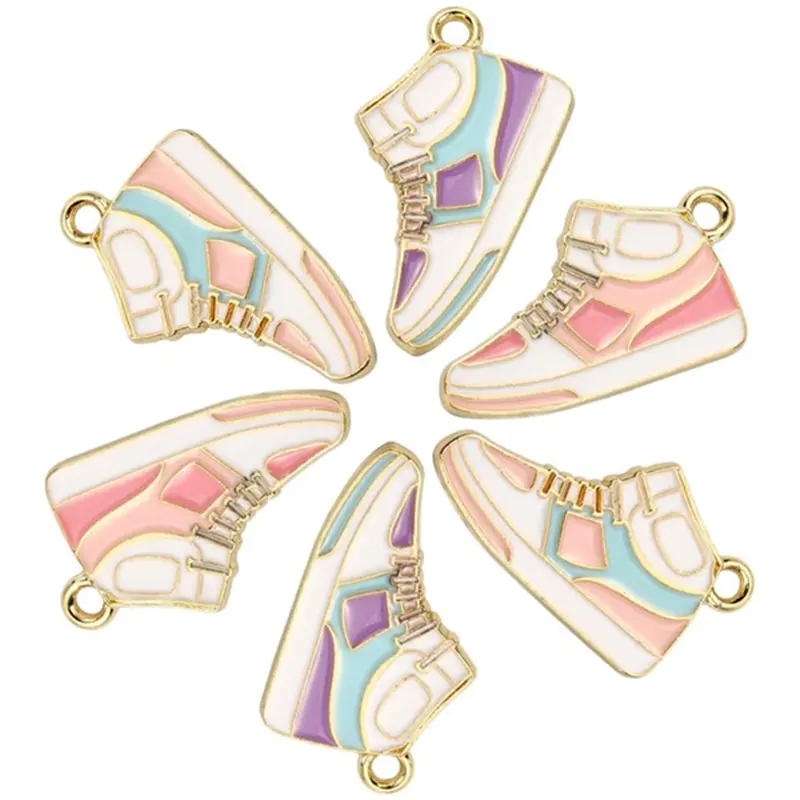 Sneaker Charms Enamel Alloy Tennis Running Shoe Charms Kawaii High Top Shoe Charms for Jewelry Making Bracelets Bulk
