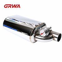 GRWA Valve d'échappement universelle à découpe, silencieux en acier inoxydable 304 poli miroir, entrée et sortie 2,5, 3, 3,5 pouces, silencieux d'échappement personnalisé