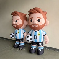 Trophée gonflable personnalisé 2026, Coupe géante gonflable Hercule avec mascotte de dessin animé Messi, Modèle de football lumineux à LED