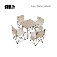 Ensemble table et chaises pliantes de style ethnique Explorer Outdoor, 5 pièces, combo camouflage portable pour voyages en voiture, pique-niques, barbecues TXZ-150DH