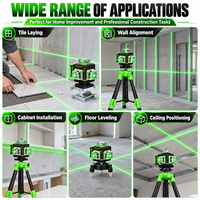 DERUIDA Niveau laser 4D 16 lignes vert auto-nivelant 360° avec récepteur, niveau laser rotatif professionnel pour extérieur